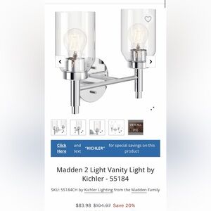 Kichler madden 2-Light Wall Sconce in Polished Chrome